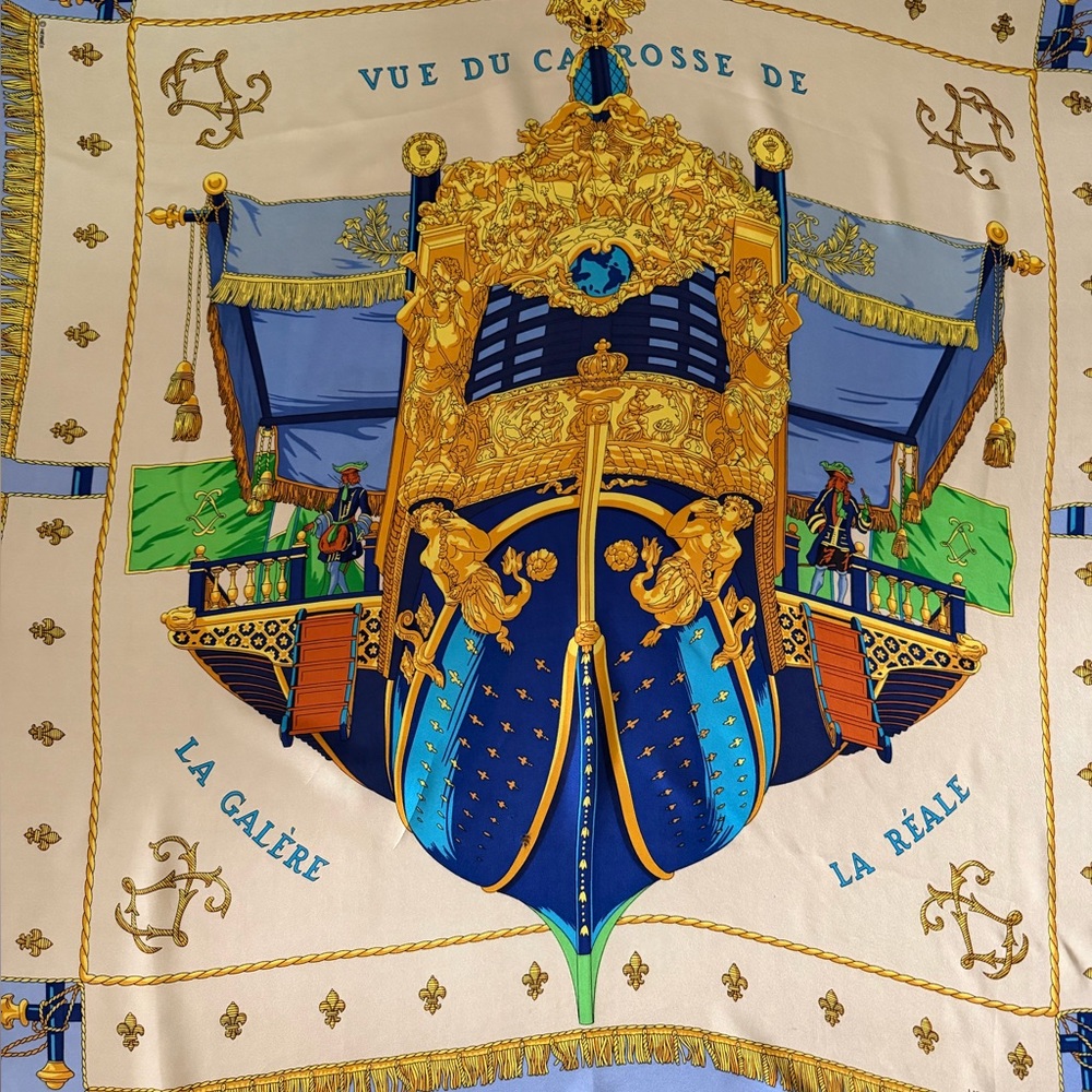 Hermès Vue Du Carrosse La Galere La Reale By H. Grygkar Silk Scarf. - Picture 2 of 16